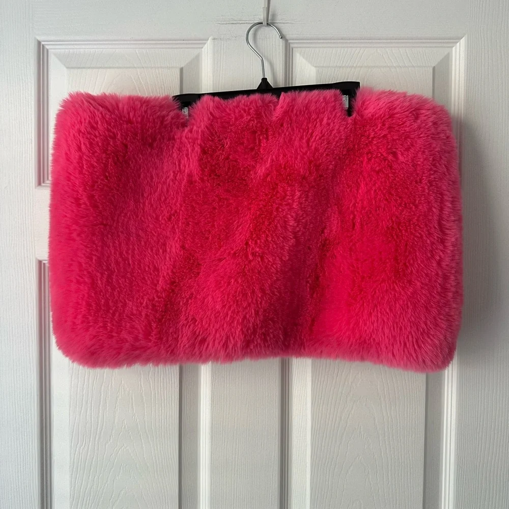 Anthropologie Pink Faux Fur Wrap Scarf